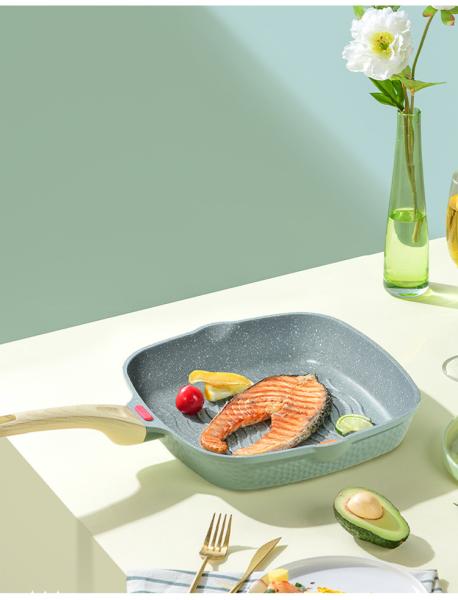 Großhandel B2B Multifunktionale Omelette Antihaft-Steak-Pfanne + Grüne Zange
